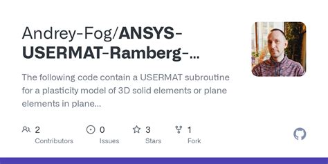 GitHub - Andrey-Fog/ANSYS-USERMAT-Ramberg-Osgood: The following code ...