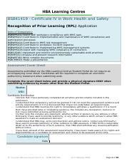 Example Of Rpl Kit Docx Bsb Certificate Iv In Work Health And