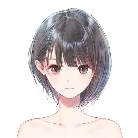 1girl Blackhair Bluereflection Browneyes Closedmouth Collarbone