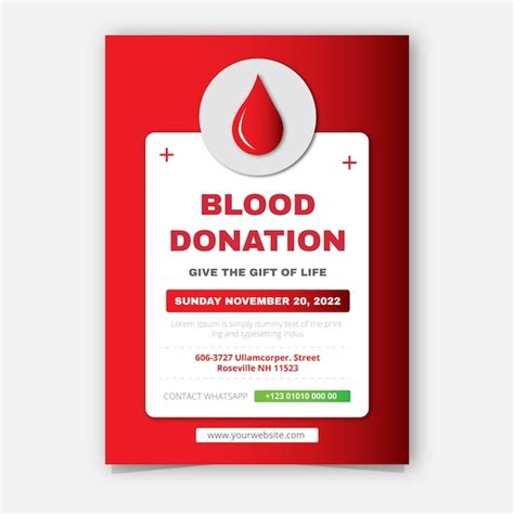 Plantilla De Volante De Impresión De Evento De Donación De Sangre Vector Premium