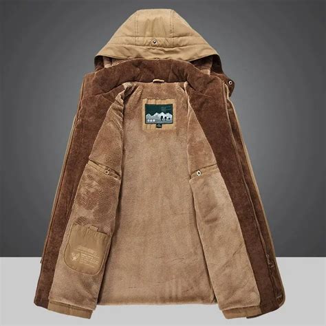 Parka gruesa de terciopelo para hombre chaqueta cálida con múltiples