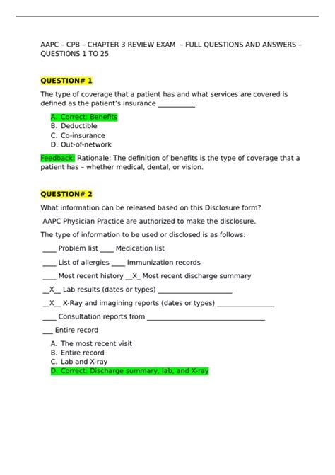 AAPC – CPB – CHAPTER 3 REVIEW EXAM – FULL QUESTIONS AND ANSWERS