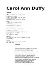 carol ann duffy poems.doc - Carol Ann Duffy Valentine Not a red rose or ...