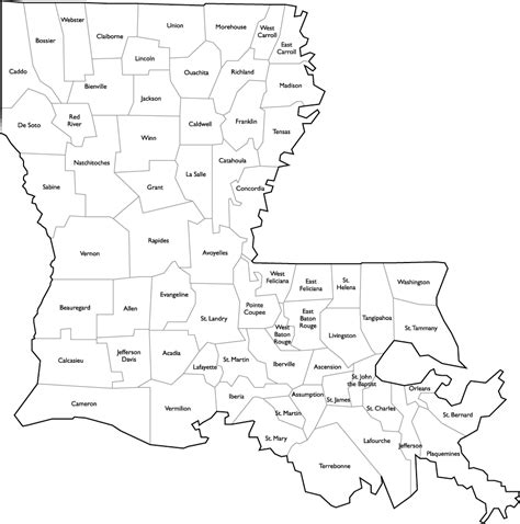 Louisiana Parish Map with Parish Names