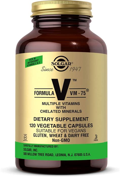 Solgar Fórmula VM 75 120 cápsulas vegetales vitamina A B6 B12 C D E