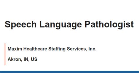 Speech Language Pathologist Job With Maxim Healthcare Staffing Services