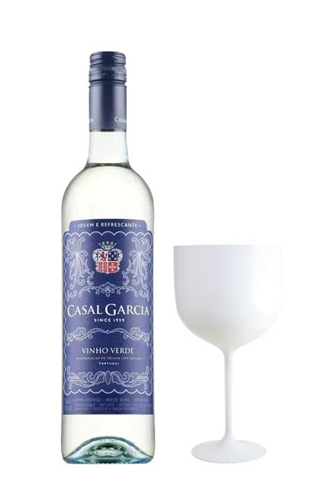 Kit Vinho Verde Casal Garcia Branco 750ml Taça de Acrilico