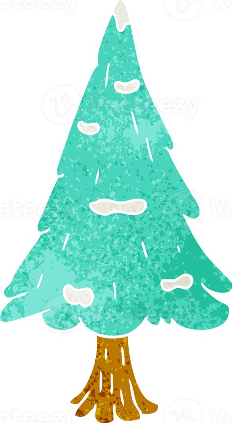 Retro Cartoon Doodle Single Snow Covered Tree 39911233 Png