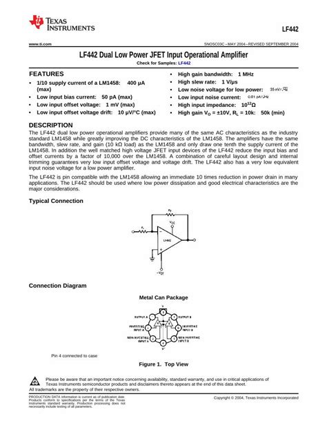 Pdf Lf Dual Low Power Jfet Input Operational Amplifier Rev C