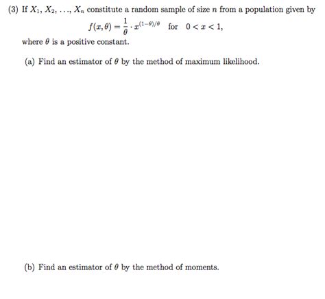 Solved If X X Xn Constitute A Random Sample Chegg