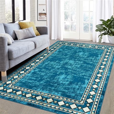 Glowsol X Modern Bordered Area Rug Machine Washable Rug