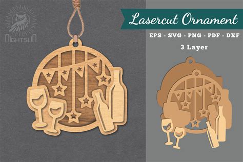 Wine Laser Cut Ornament Svg Graphic By Nightsun Creative Fabrica