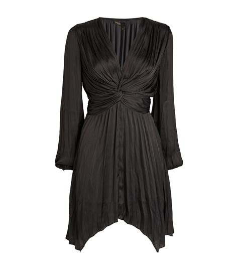 Womens Maje Black Satin Pleated Mini Dress Harrods Us