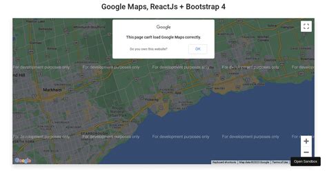 React Google Maps Bootstrap Forked Codesandbox