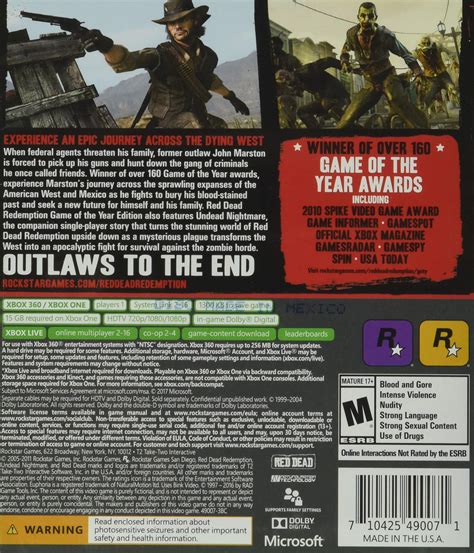 Red Dead Redemption Game Of The Year Edition Xbox One And Xbox 360 Buy Online In United Arab