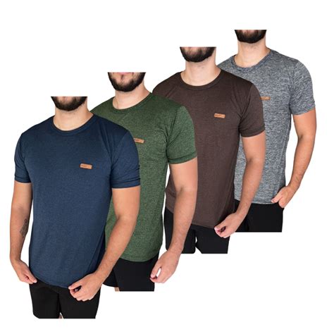 Kit 4 Camisetas Masculinas Dry Fit Malha Fria Moda Fitness Manga Curta