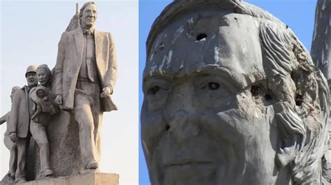 Vandalizaron una estatua de Néstor Kirchner y Alberto lo repudió El