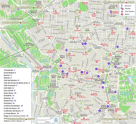 Madrid map - Best restaurants, cafes dining map of Madrid