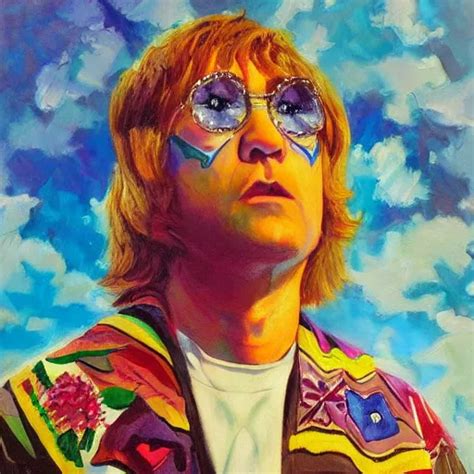 Midsommar Elton John Lennon Oil Painting Emotional Stable Diffusion