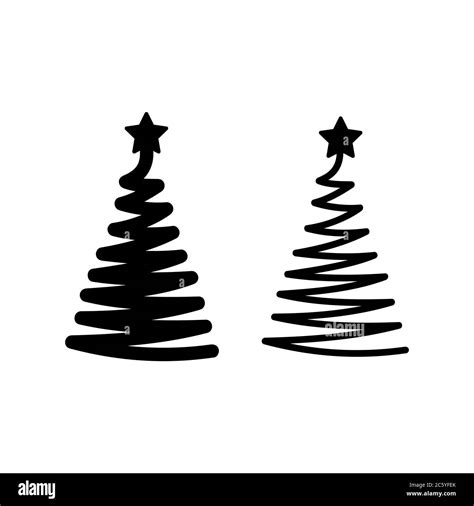 Icono del árbol de Navidad Silueta un dibujo de línea Vector sobre