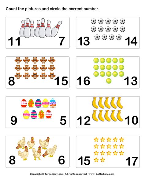 Counting Objects To 20 Worksheets