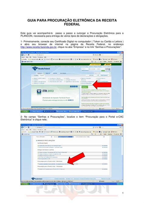 PDF GUIA PARA PROCURAÇÃO ELETRÔNICA DA RECEITA FEDERALplancon br