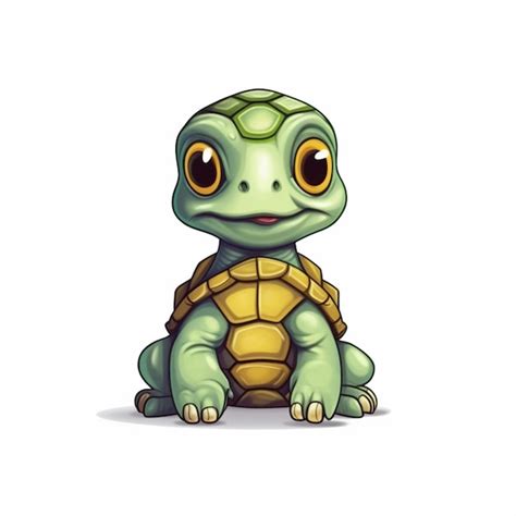 Premium Ai Image Cartoon Turtle Sitting On The Ground With A White