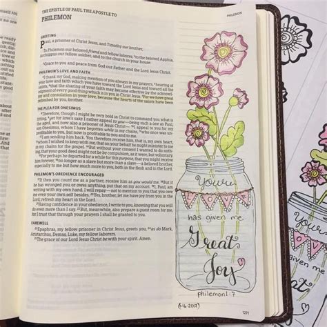 Bible Journaling Verse Art Margin Art Bookmark Featuring Philemon