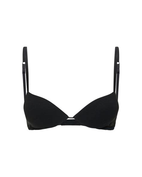 La Perla Cotton Padded Push Up Bra In Black Lyst