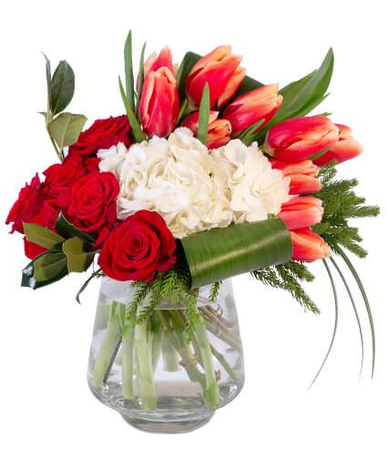 Royal Red & White Floral Arrangement in Bonnyville, AB - BUDS N BLOOMS ...