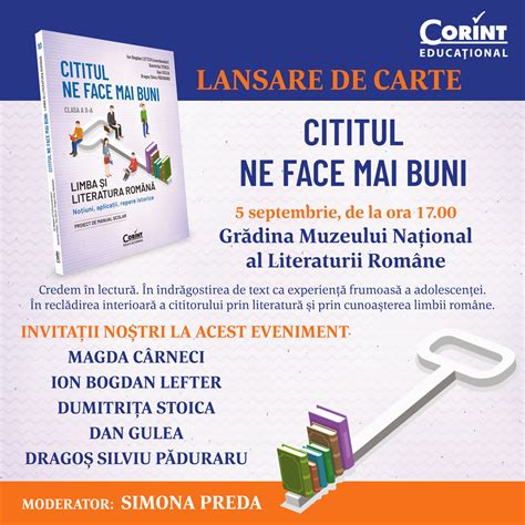 Lansare de carte Cititul ne face mai buni Limba și literatura română