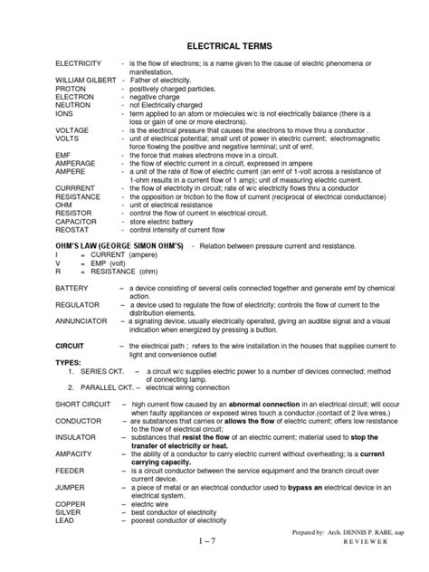 Electrical Terms Pdf Pdf Electrical Wiring Electric Current