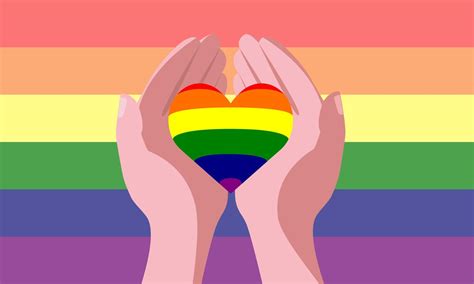 Human Hands Are Holding A Rainbow Heart Lgbt Pride Symbol Vector