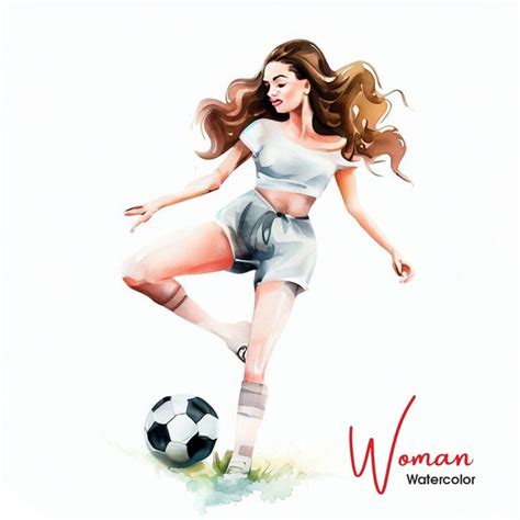 Premium Vector Woman Sports Player Playing Soccer Watercolor Painting