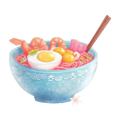 Premium Vector Ramen Noodle Egg And Meat With Chopstick 10