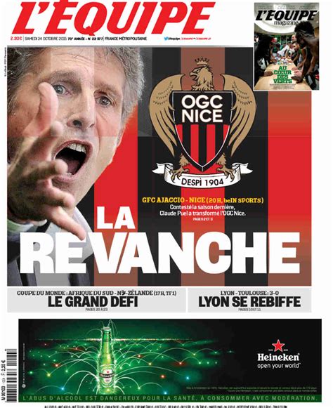 L Équipe Front Page from October 24 2015