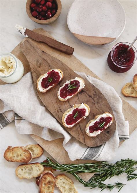 Cranberry Whipped Feta Crostini