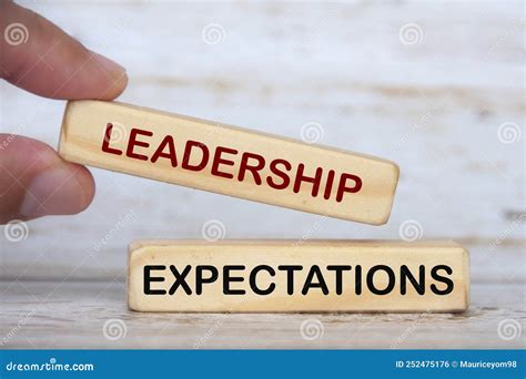 Hand Holding Wooden Blocks With Text Leadership Expectations Stock