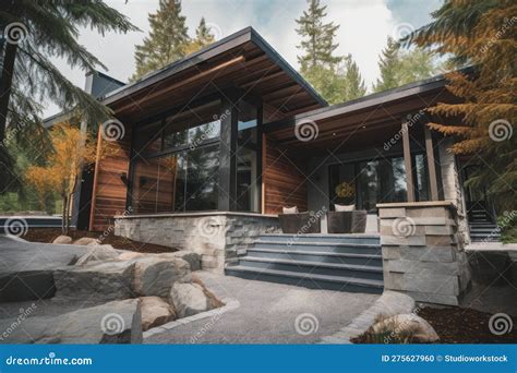 Modern Log Cabin Exterior with Sleek, Contemporary Design Elements ...