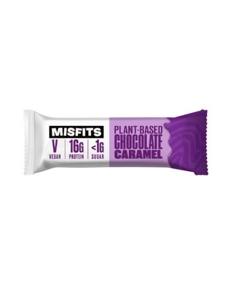 Misfits Vegan Protein Bar Chocolate Caramel 45g Tights No