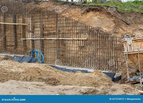 Steel Reinforcement Cage For A Concrete Retaining Wall Reinforced