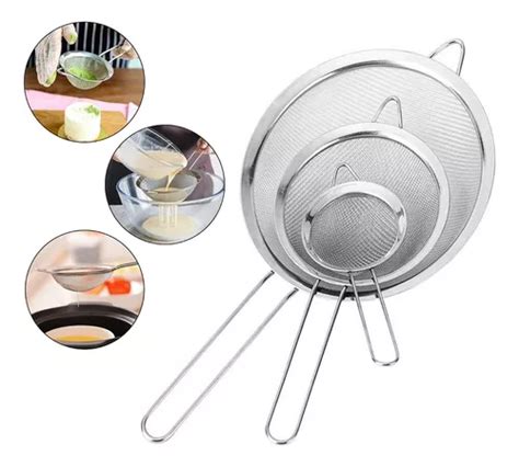 Kit Peneiras Coador Inox Fina Utensilio Cozinha Culin Ria Mercadolivre