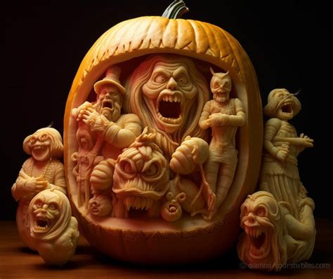 Premium AI Image | A pumpkin carving contest