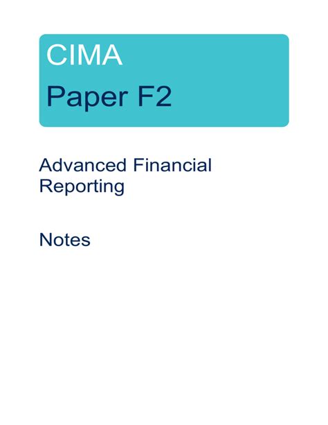 Cima F Advanced Financial Reporting Study Notes