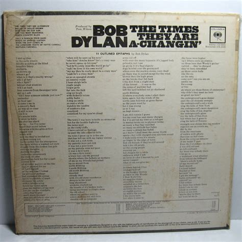 Vintage 1964 The Times They Are A Changin Bob Dylan Vinyl Album