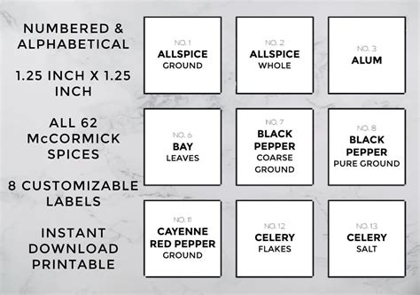 Printable Spice Labels All Mccormick Spice Products - Etsy