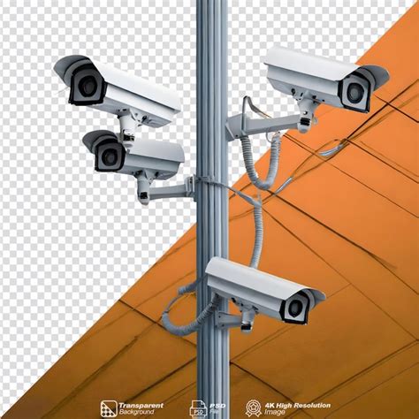 Premium Psd Cctv Cameras On Isolated Poles In A Tech Setting Isolated