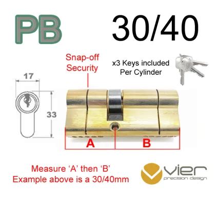 Keyed Alike Euro Profile Double Cylinder Snap Off Brass