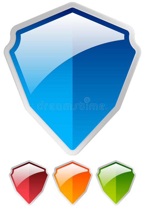 Shield Shape Set Glossy Colorful Shields Protection Security Stock Vector Illustration Of