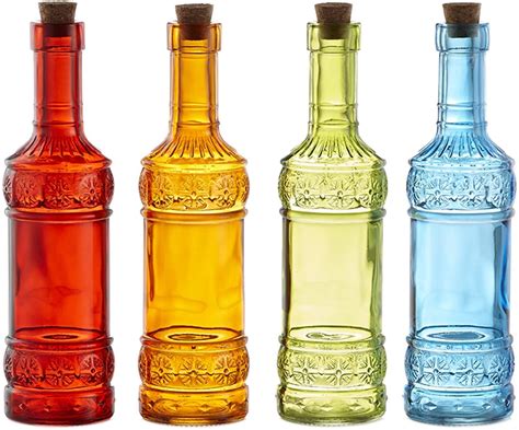 Style Setter 206284 Gb Colored Glass Bottles Set Of 4